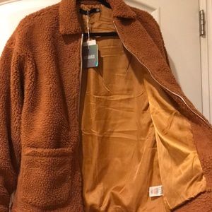 Missguided oversized Borg zip Through jacket